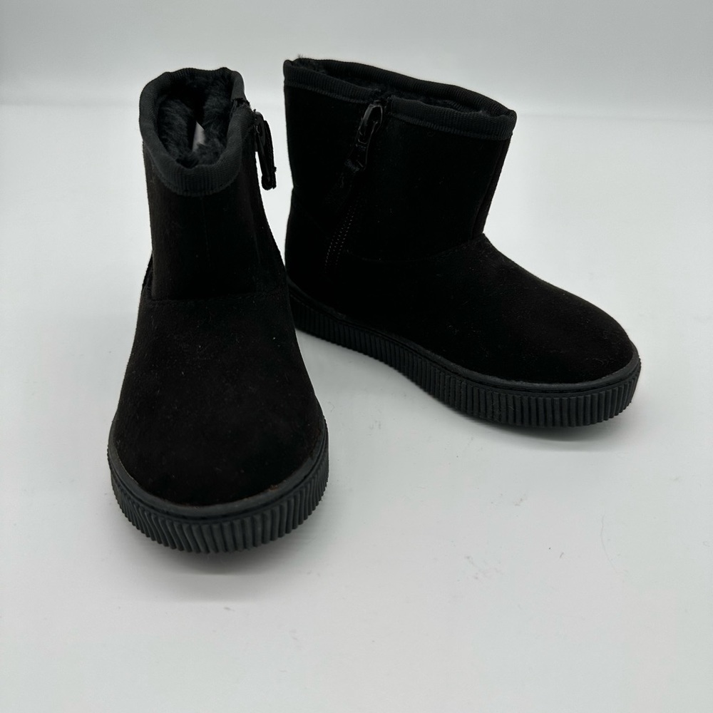Cat & Jack Toddler Winter Boots Black Faux Suede Zip Side Size 8 - Picture 1 of 8